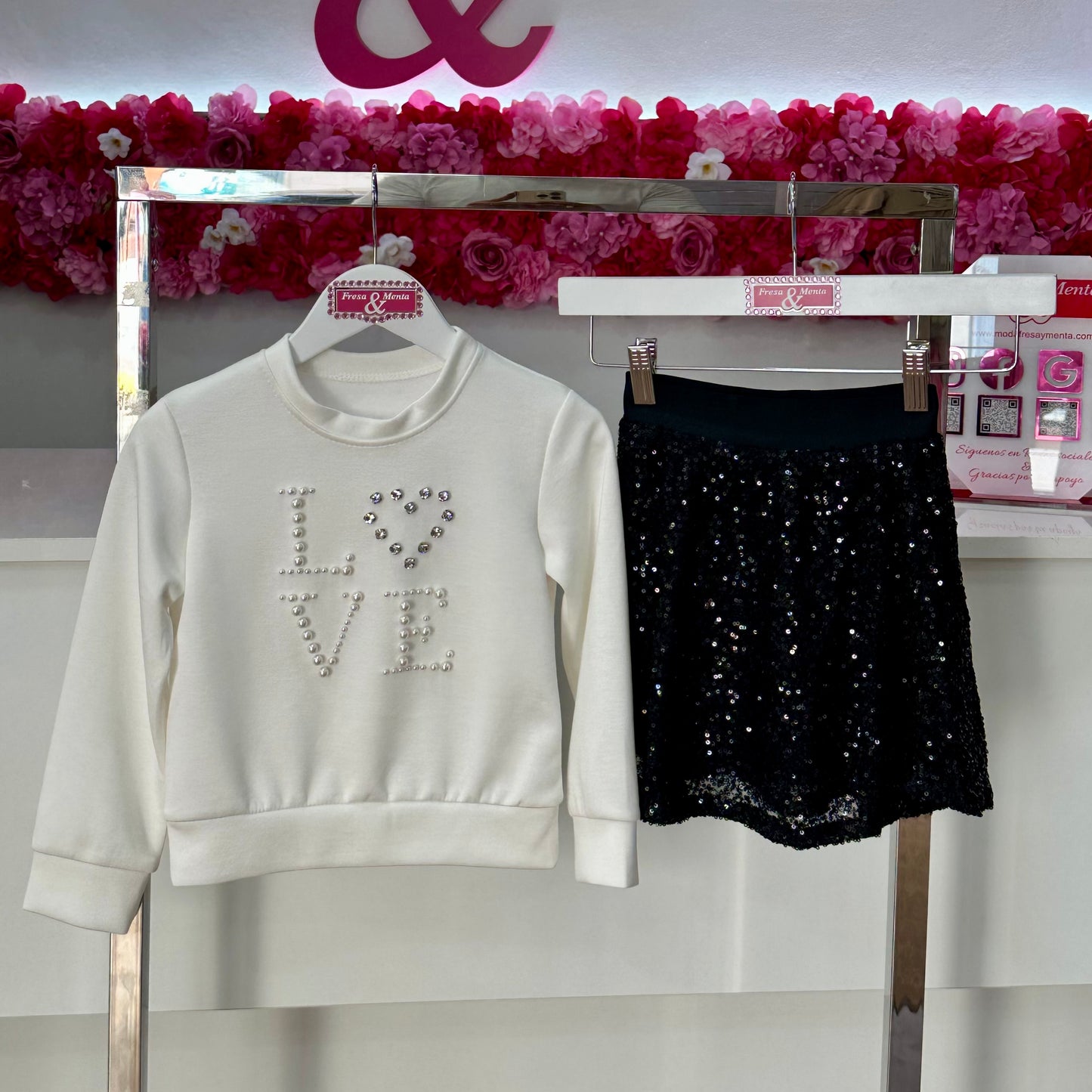 Conjunto Love lentejuelas