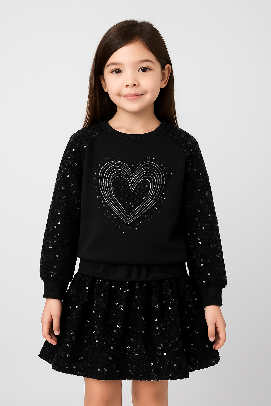 Conjunto lentejuelas corazón