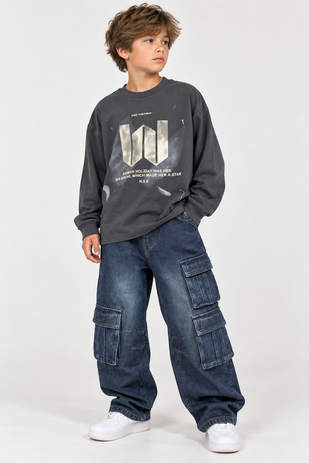 Pantalón jeans Cargo Ancho