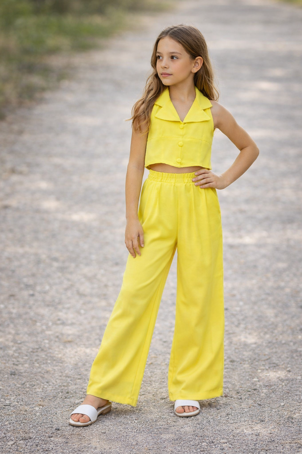 Conjunto chaleco pantalón ancho