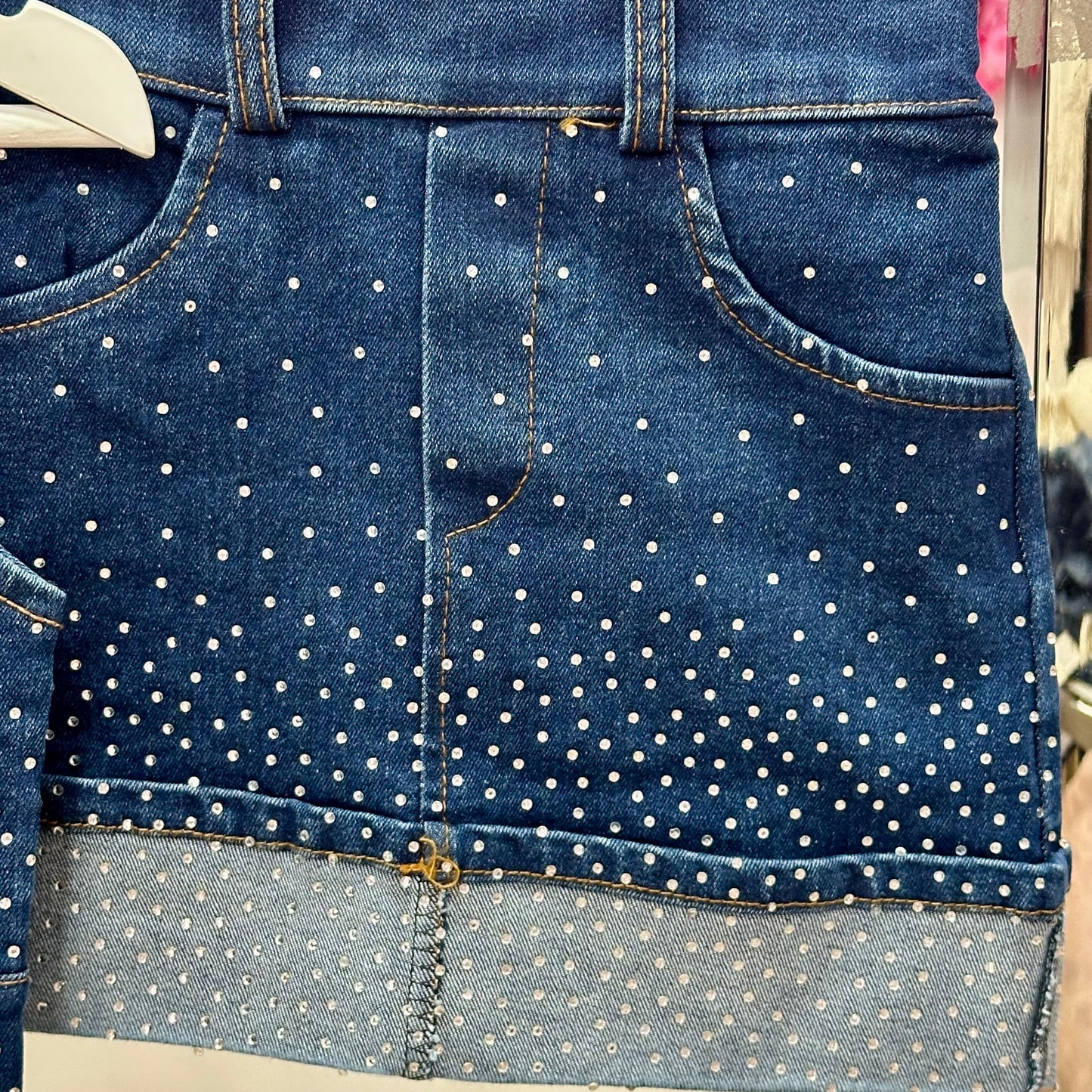 Conjunto chaleco jeans pedrería