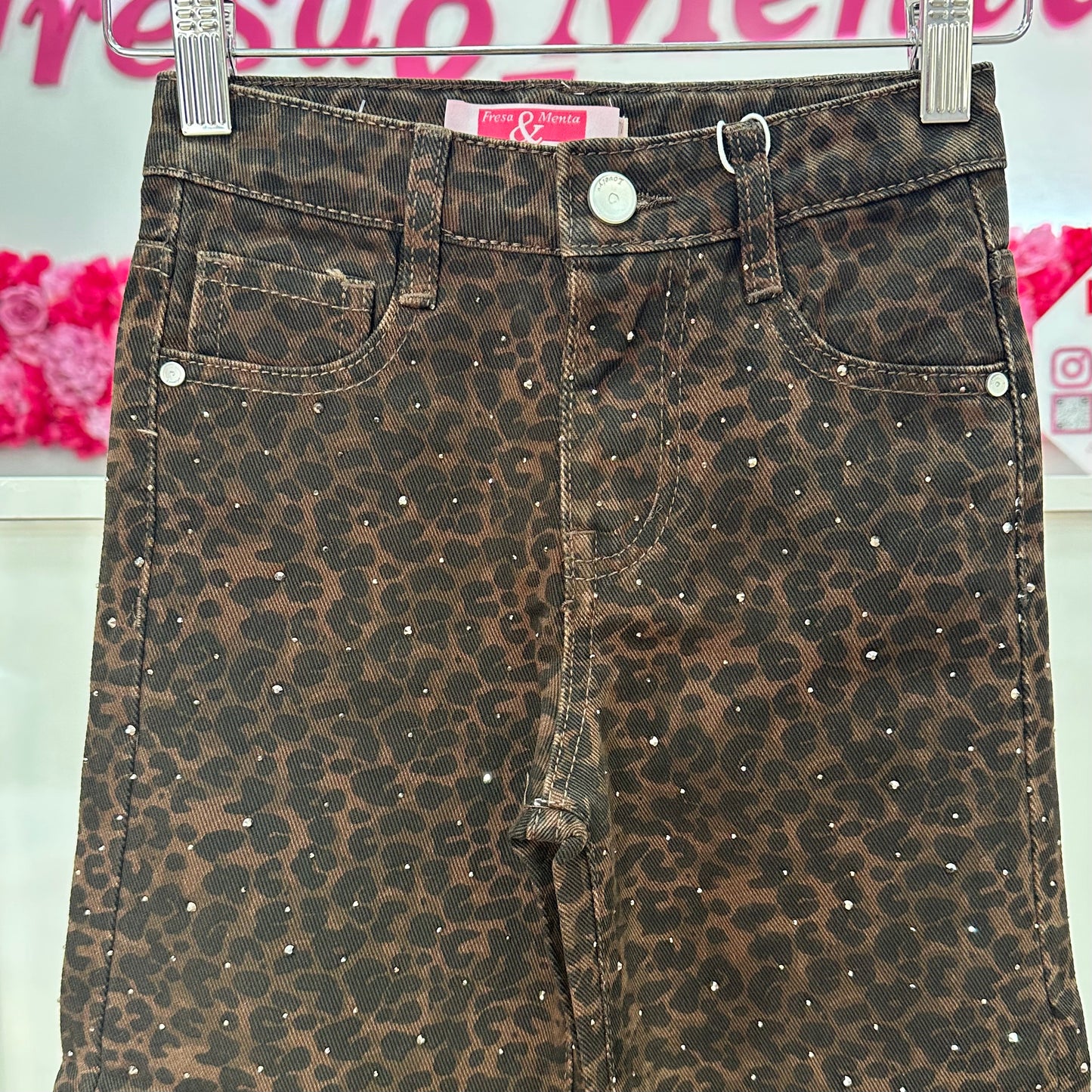 Jeans leopardo brillos