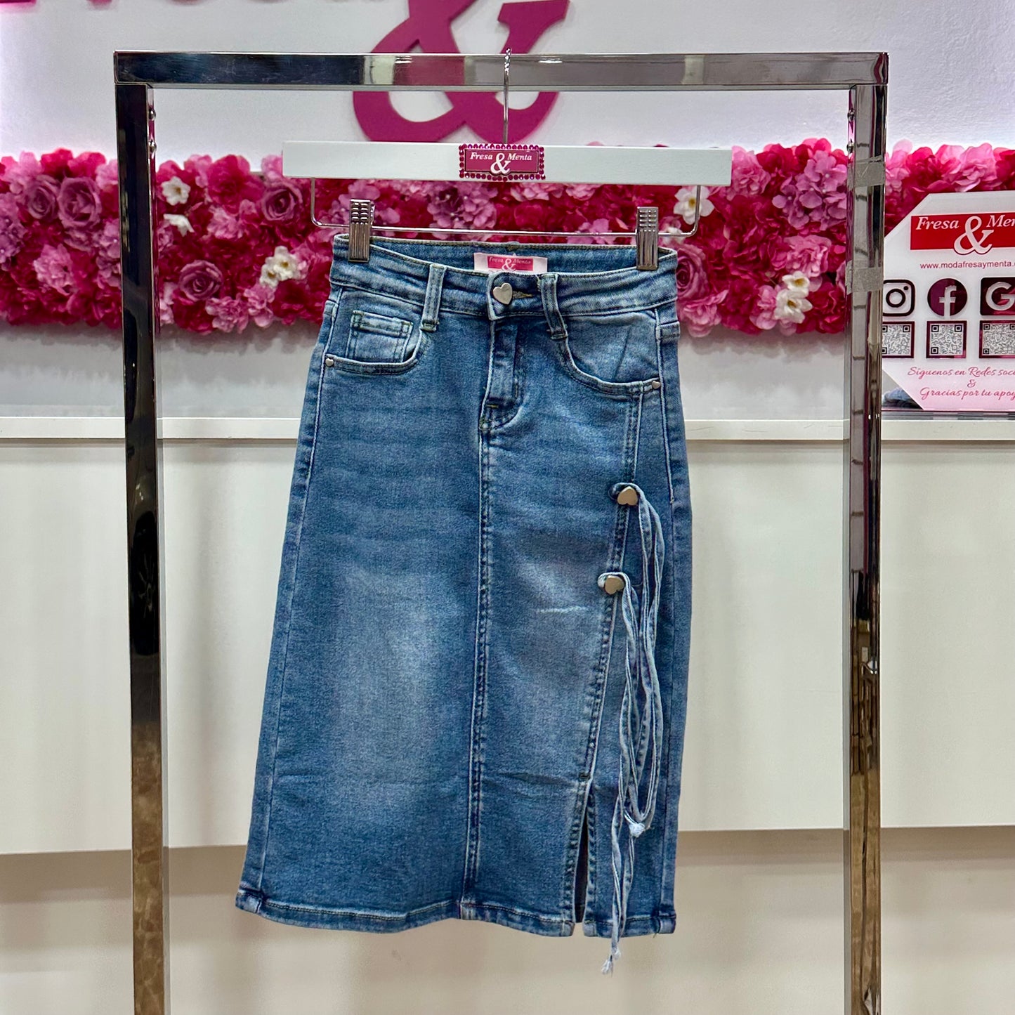 Falda Jeans Larga tiras