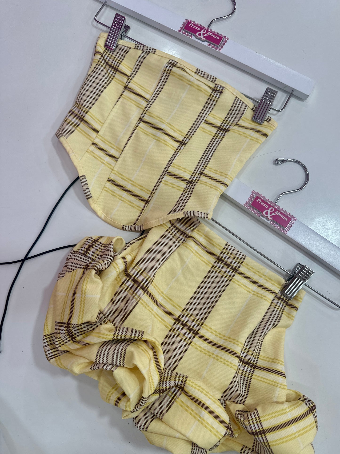 Conjunto corset cuadros