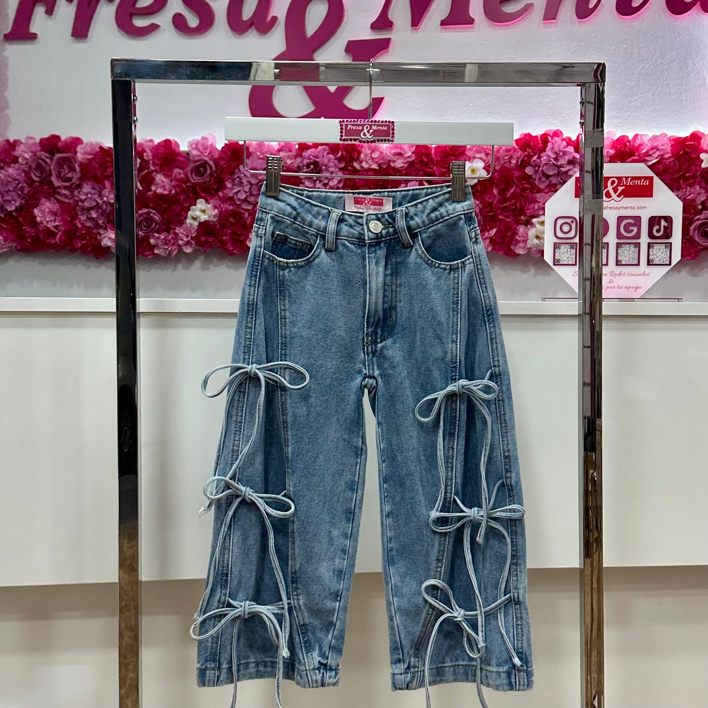 Pantalón Jeans Tiras Lazo