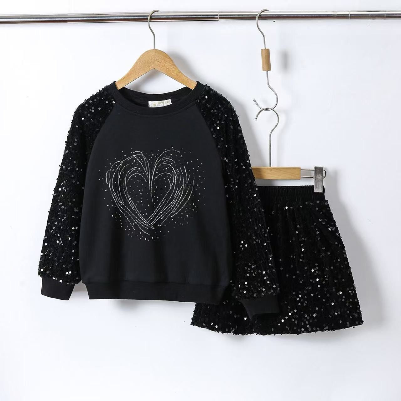 Conjunto lentejuelas corazón