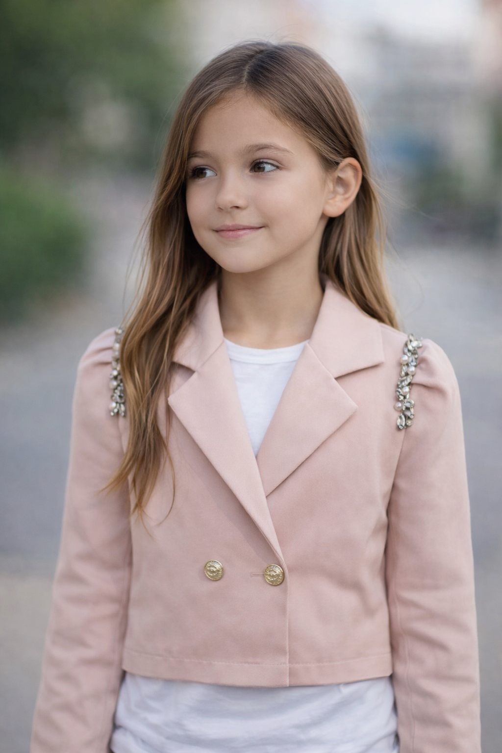 Blazer cruzada con pedrería