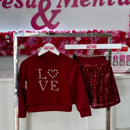 Conjunto Love lentejuelas