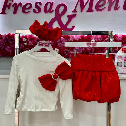 Conjunto falda brillitos y boina