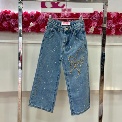 Conjunto corazón jeans pedrería