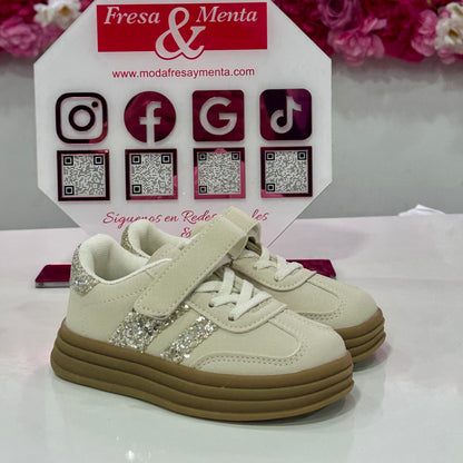 Zapatillas Beige Glitter