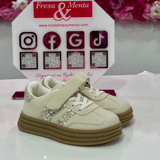 Zapatillas Beige Glitter