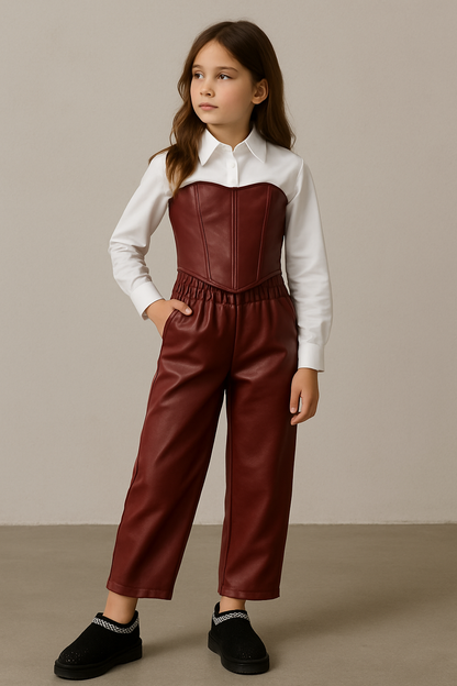 Conjunto corset poli piel