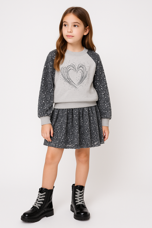Conjunto lentejuelas corazón