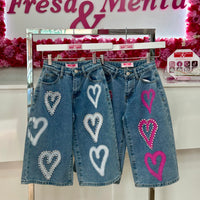 Pantalón Love con pedrería pirata
