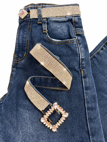 Jeans Con Pedrería y cinturón