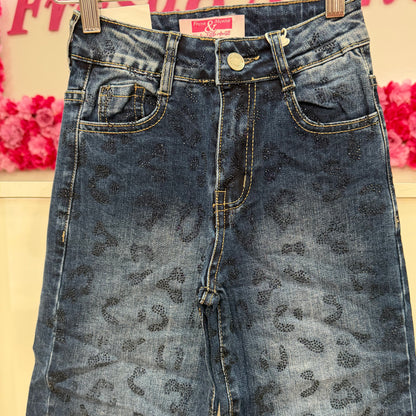 Jeans animal print con brillos