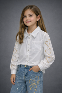 Conjunto corazón jeans pedrería