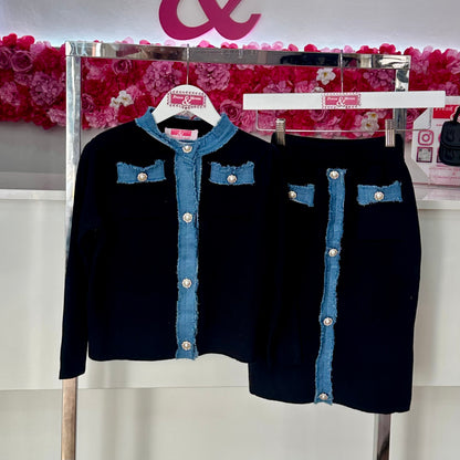 Conjunto lana jeans falda