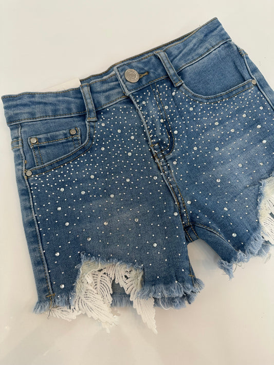 Short pedrería y encaje