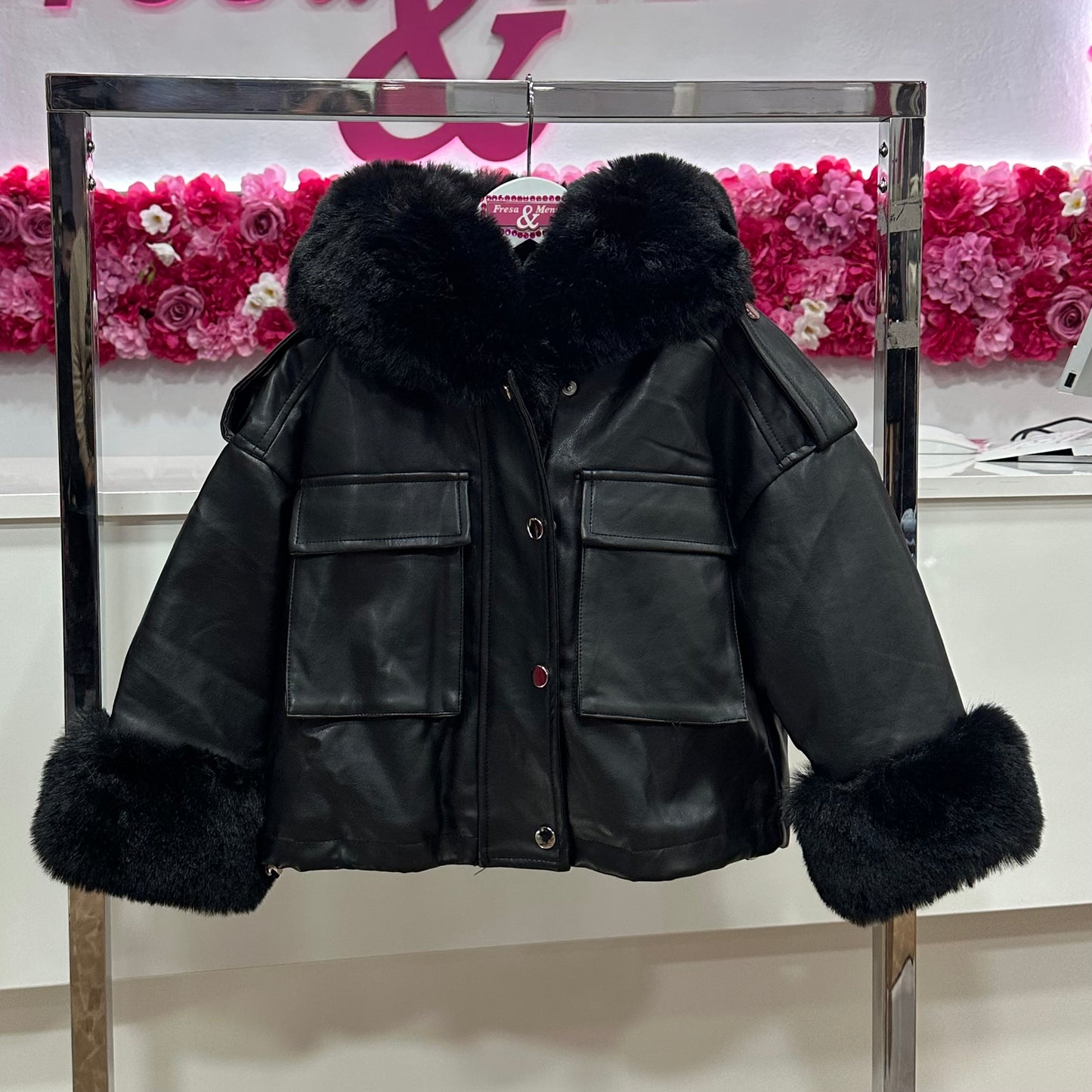 Chaqueta poli piel oversize