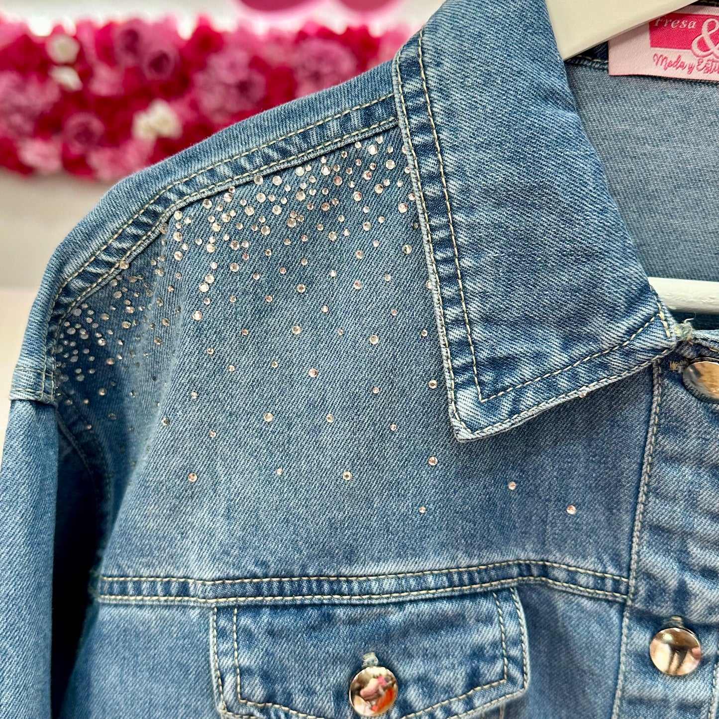 Camisa jeans Strass