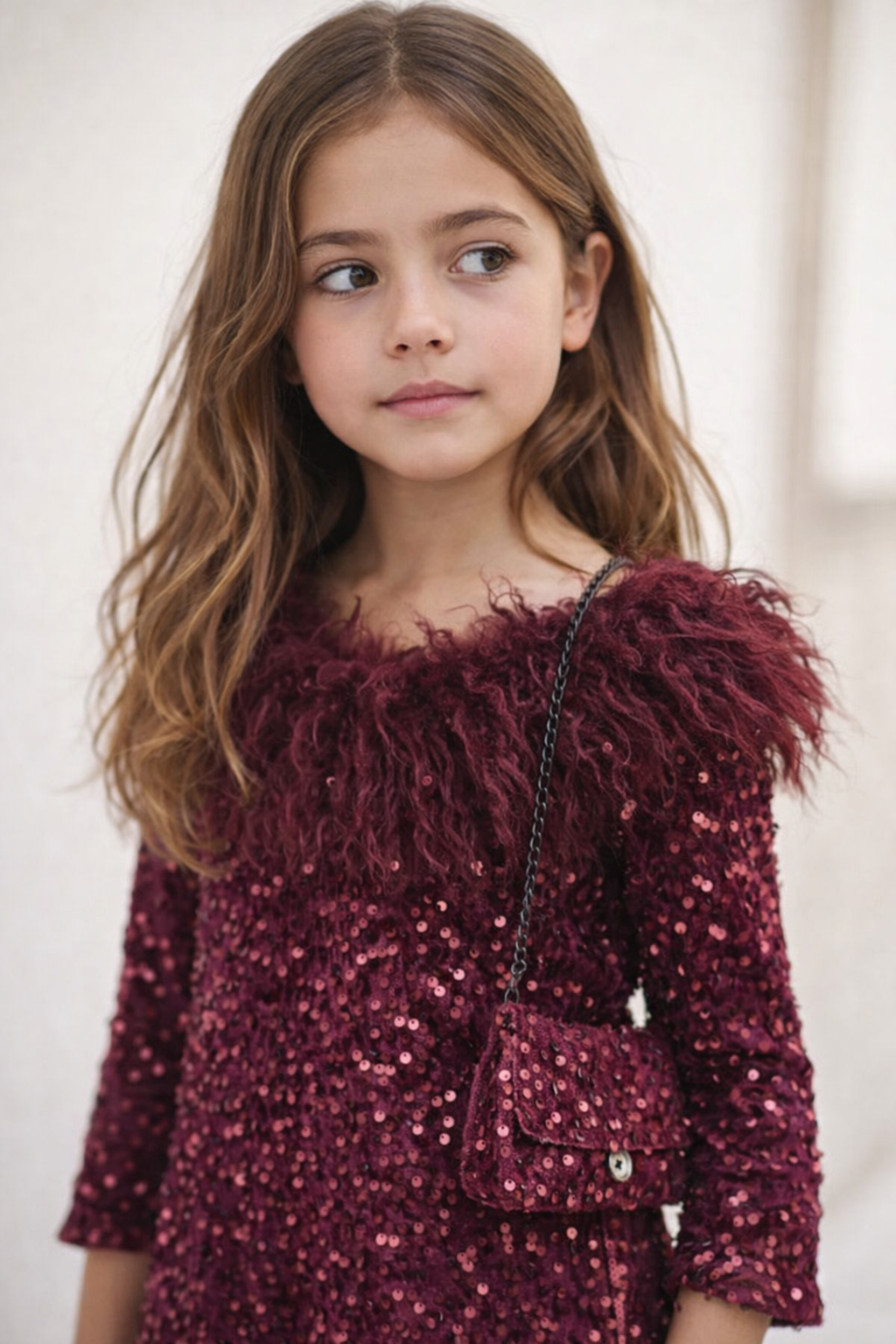 Vestido lentejuelas y pluma