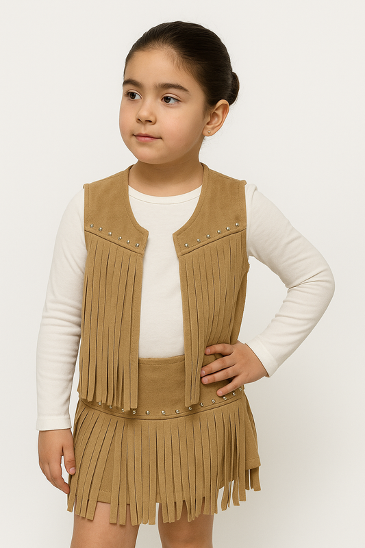 Conjunto chaleco flecos