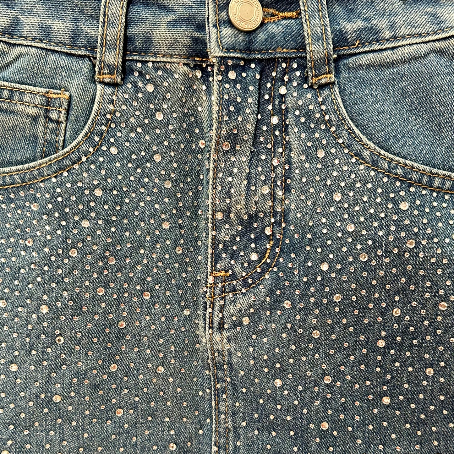 Falda larga  jeans Strass