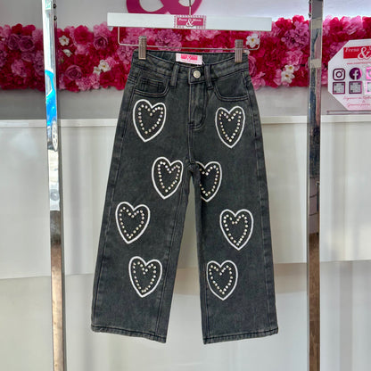 Pantalón corazón pedrería