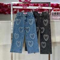 Pantalón corazón pedrería