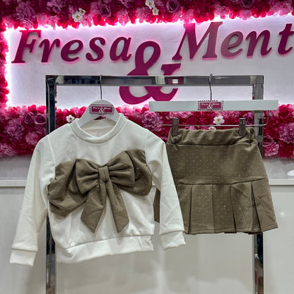 Conjunto  falda lazo brillos