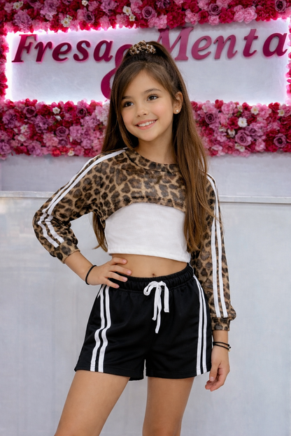 Conjunto leopardo gasa short