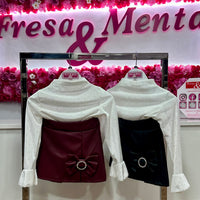 Conjunto falda pantalón poli piel