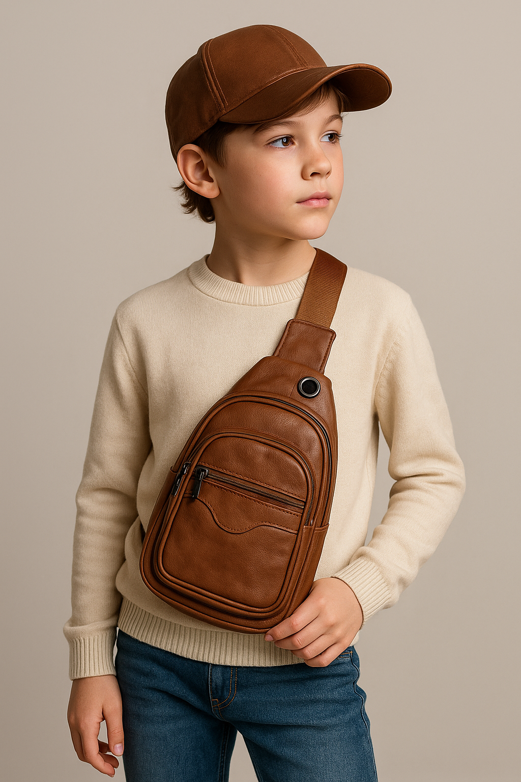 Bolso bandolera poli piel camel