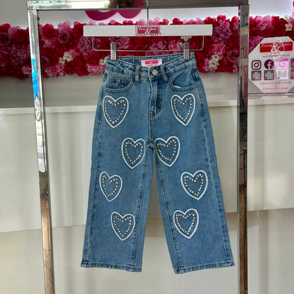 Pantalón corazón pedrería