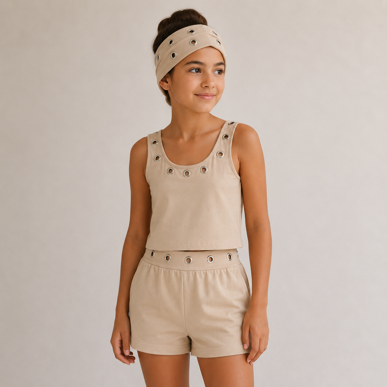 Conjunto turbante tachuelas