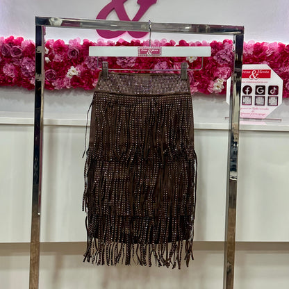 Falda flecos con pedrería