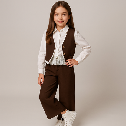 Conjunto chaleco y encaje