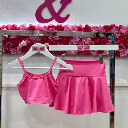 Conjunto falda pantalón sport metálico
