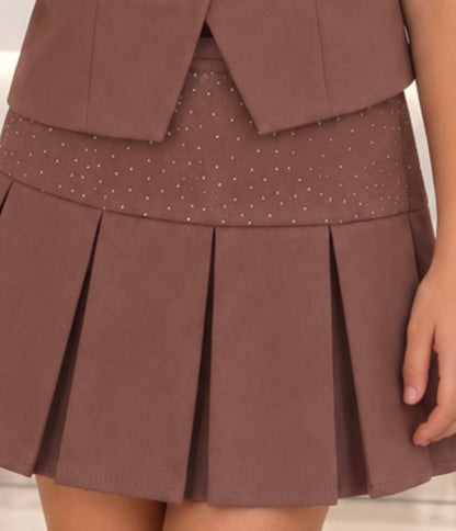 Conjunto charlo o y falda brillos ✨
