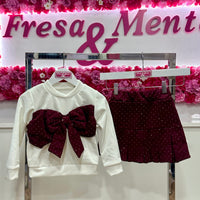 Conjunto  falda lazo brillos