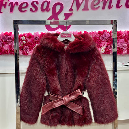 Chaqueta de pelo forrada Burdeos