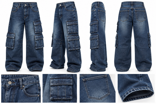 Pantalón jeans Cargo Ancho
