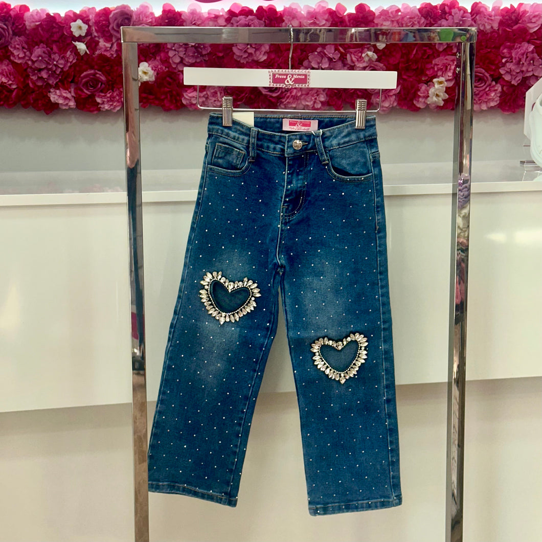 Jeans corazón pedrería Diamond