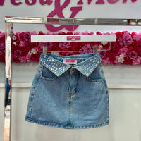 Falda jeans con pedrería