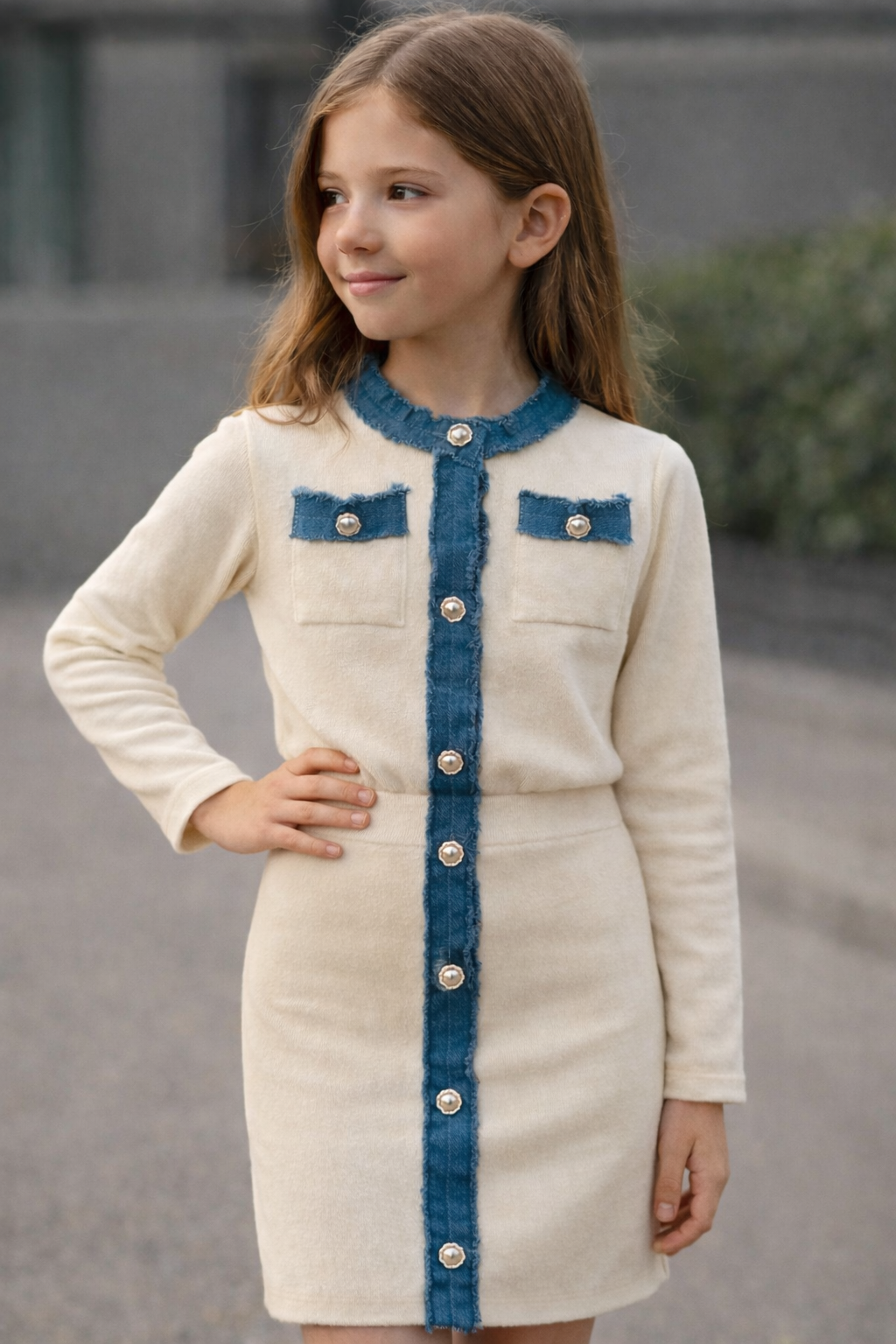 Conjunto lana jeans falda