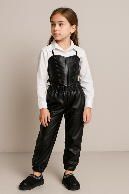 Conjunto corset poli piel