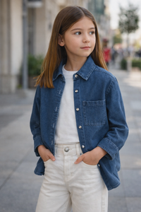 Sobre camisa jeans y camiseta