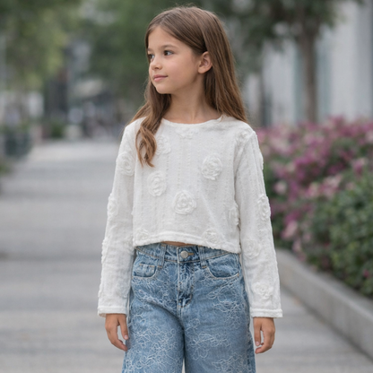 Camiseta flor relieve